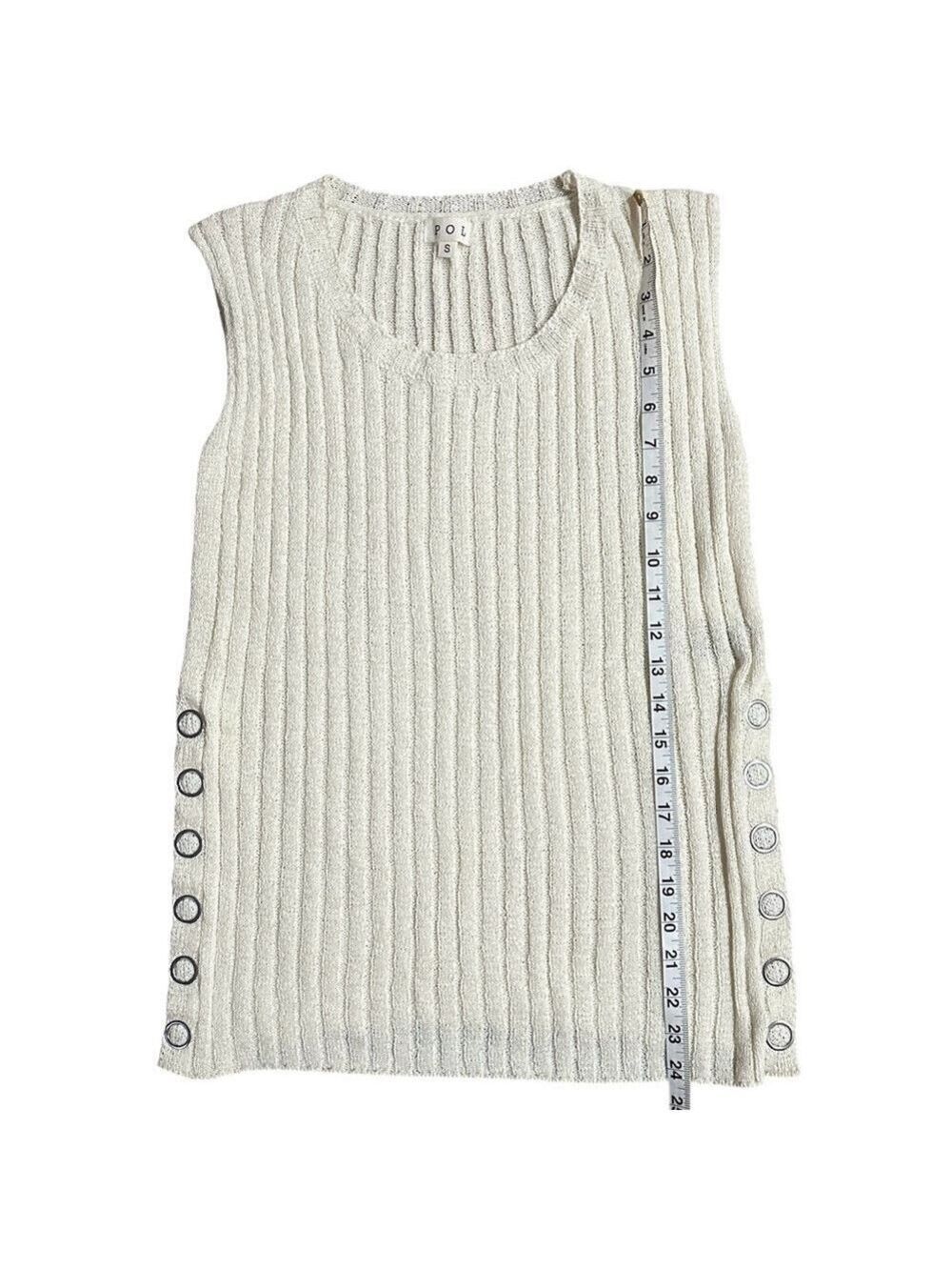 POL Ribbed Sleeveless Grommet Snap Side Hem Boho Top Size Small - Picture 10 of 12